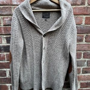 Jachs New York Brown (Beige) Merino Wool Fisherman Cardigan - M